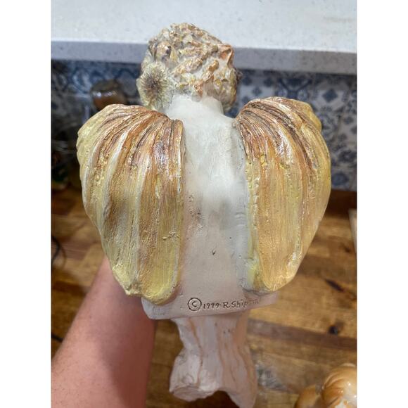 Signed Vintage R. Shipman Mermaid Cherub Shelf Sitter Statuette - Picture 4 of 7